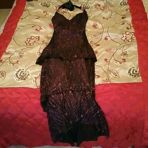 Black/Purple Halter Prom Gown